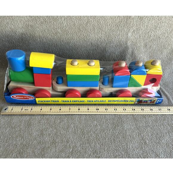 Melissa & Doug Stacking Train Classic Wooden New 18 Pieces - Picture 3 of 8